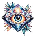 Get a tattoo with an Eye inside a diamond, on the diamond the aurora voreal between a nebula tattoo design idea