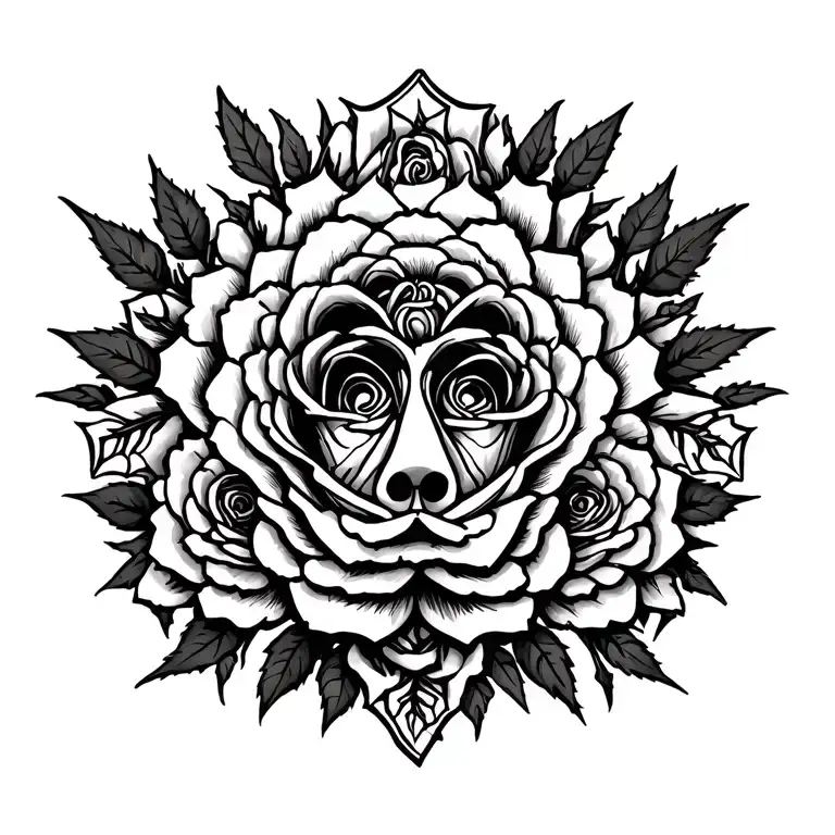 sanskrit for breathe, roses, thorns, knife tattoo design idea