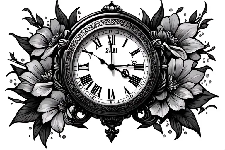 clock dad memorial tattoo design idea