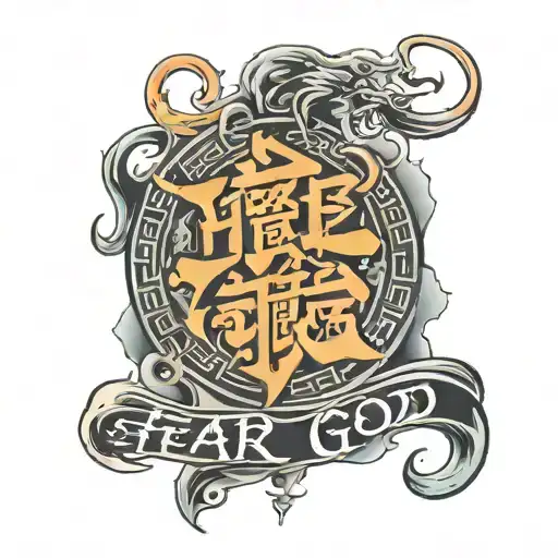 the words fear god in chinese  tattoo design idea