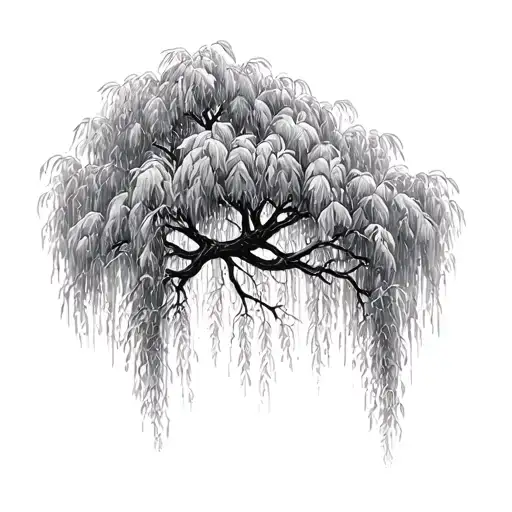 weeping willow tree tattoo design idea