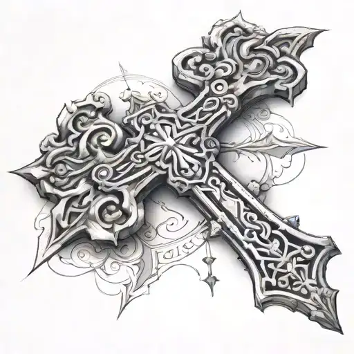 cross with romans 8:18 on ribs tattoo design idea