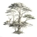tree forest with animals and nature tattoo design tattoo design idea