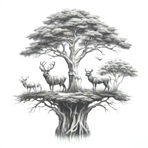 tree forest with animals and nature tattoo design tattoo design idea