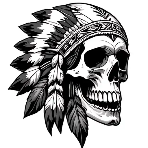 native American skull tattoo design idea