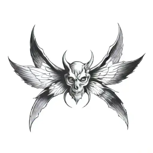 seraphim, 6 bat wings, centre eye, no body tattoo design idea