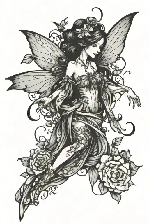 fairy flying tattoo design idea