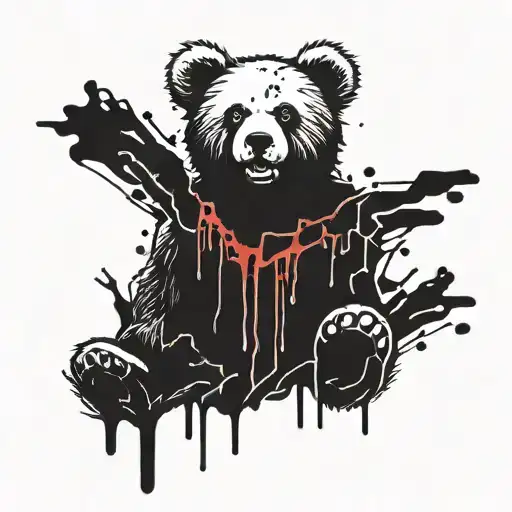 teddy bear with blood tattoo design idea