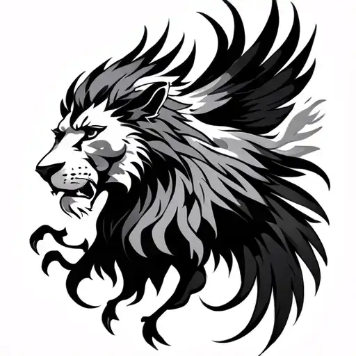 Phoenix And Lion tattoo design idea