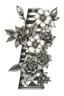 traffic cone with narcissist flowers tattoo design idea