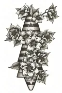 traffic cone with narcissist flowers tattoo design idea