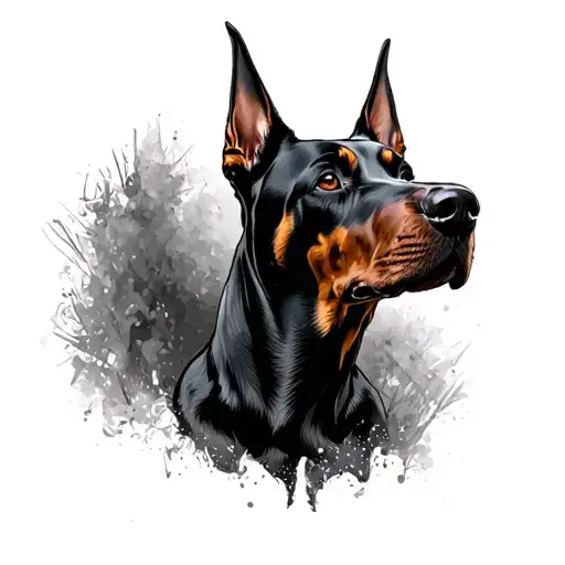 Cerberus Doberman dog head tattoo design idea