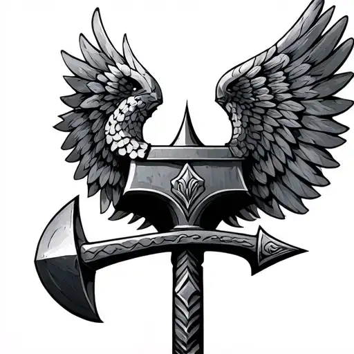 anvil, winged hussar, hammer tattoo design idea