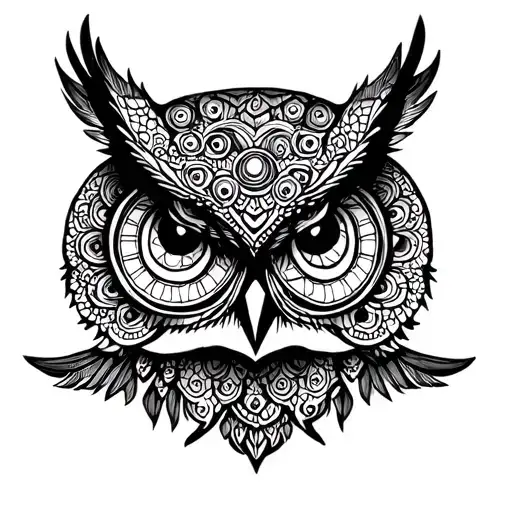 Owl Mandala tattoo design idea