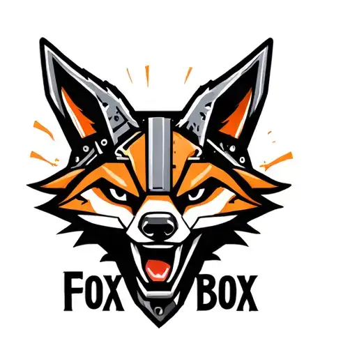 "Fox Box" "Fox Box" "Fox Box" Mechanical fox head logo. Low detail, simple design. tattoo design idea