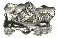 Teton mountains, Jaxon, Jace, Joy written tattoo design idea