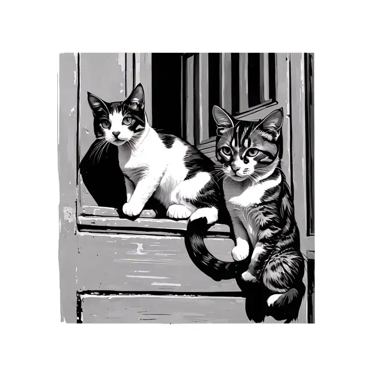 cats on a wall  tattoo design idea