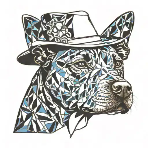 blue brindle staffy wearing a cowboy hat tattoo design idea