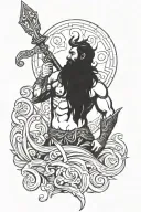 poseidon holding the trident tattoo design idea