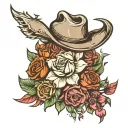 cowboy rebel logo mixed bouquet tattoo design idea