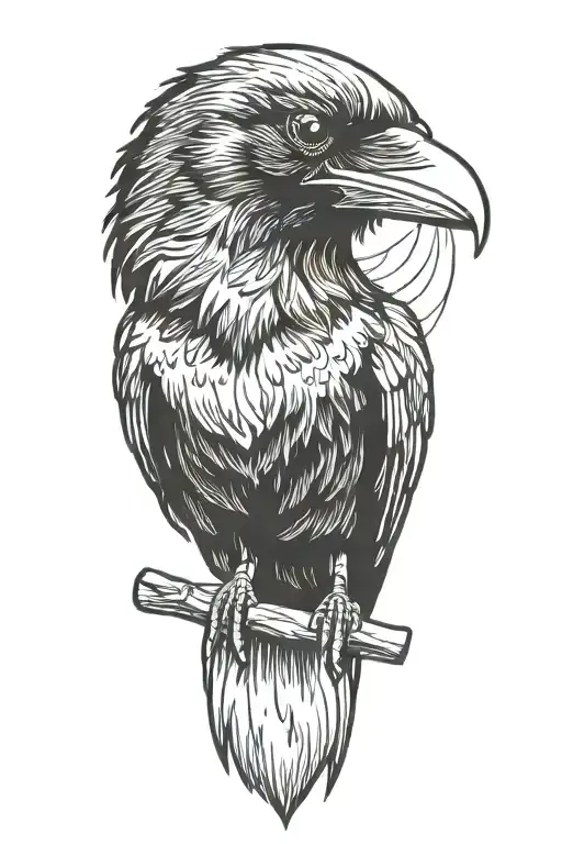 Raven looking inquisitive tattoo design idea