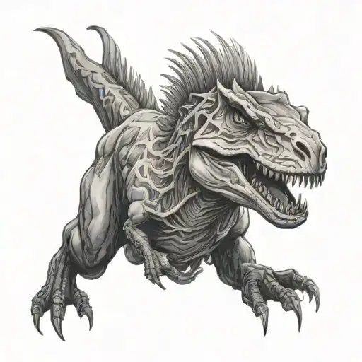 trex and ghost tattoo design idea