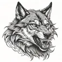 Snarling Wolf tattoo design idea