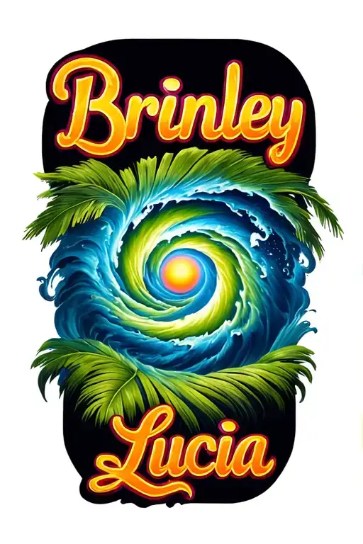 "Brinley Lucia" "Brinley Lucia" "Brinley Lucia" Tropical Hurricane with Sunshine Epic 3D tattoo design idea