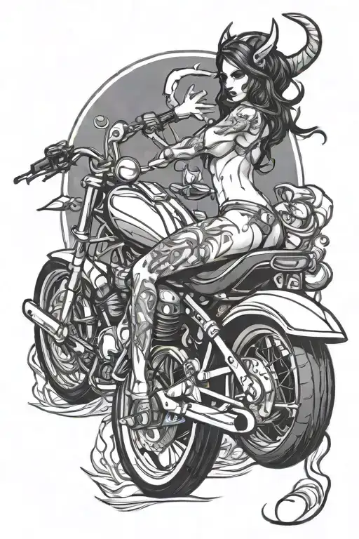 succubus, motorcycle, reaper, tattoo tattoo design idea