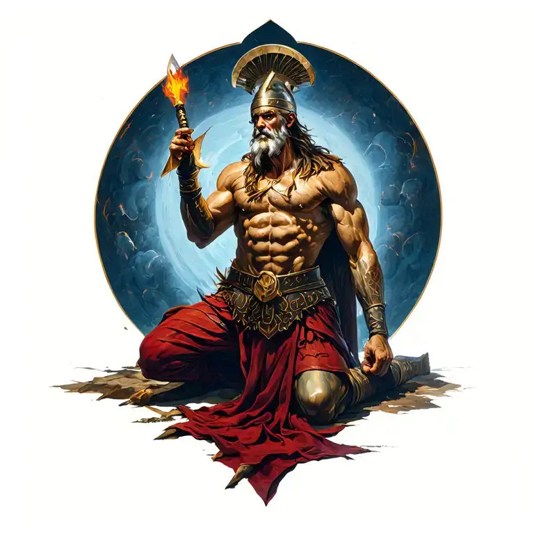 spartin warrior kneeling to god tattoo design idea