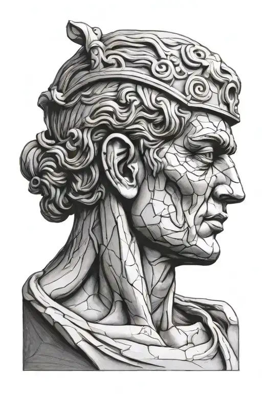 thinker statue head tattoo design idea