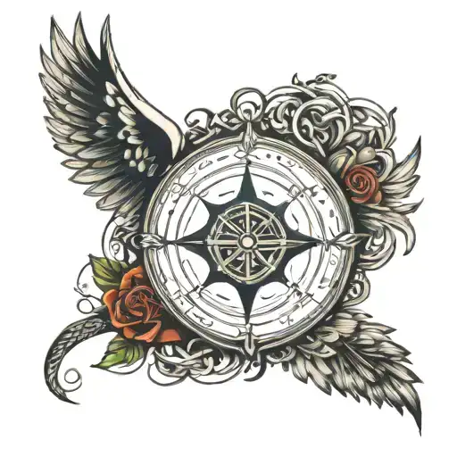 compass, wings, celtic tattoo design idea