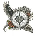 compass, wings, celtic tattoo design idea