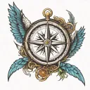 compass, wings, celtic tattoo design idea