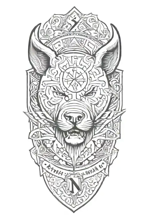 Bull, Cross, Time, V42 Knife, The letter N hidden, Wolf, Texas, special forces crest  tattoo design idea