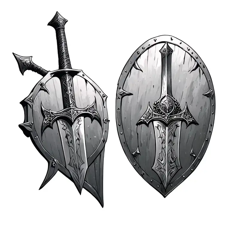Ares god of war sword shield tattoo design idea