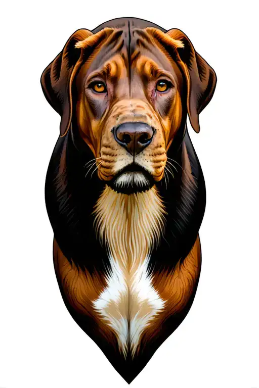 rhodesian ridgeback and lion head tattoo design idea