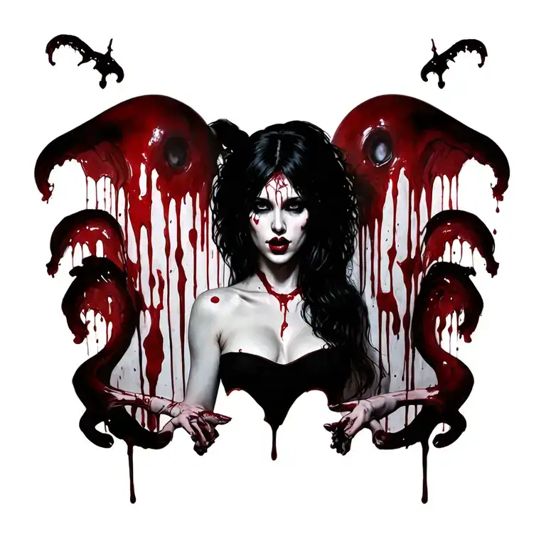 sexy vampire bloody women full body  tattoo design idea