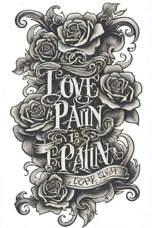 love is pain quote tattoo design idea
