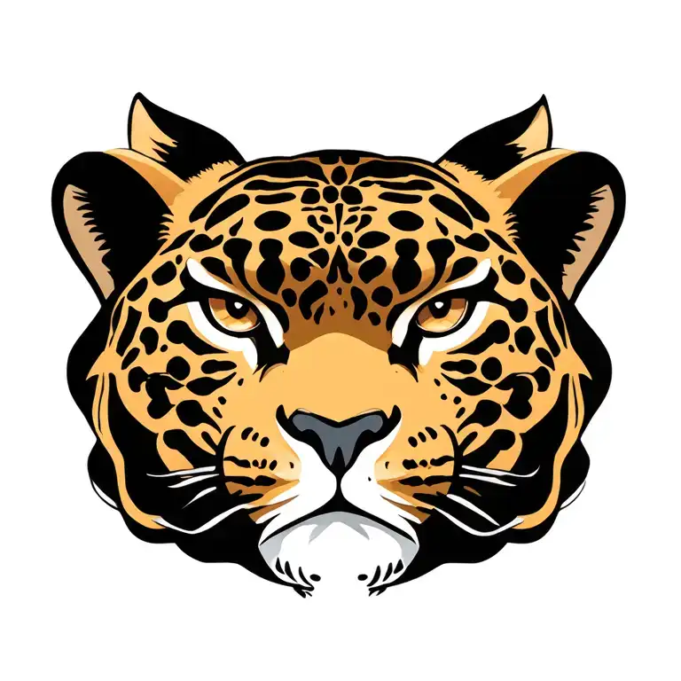 Jaguar front face tattoo design idea