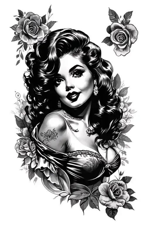 Black Pin up girl tattoo design idea