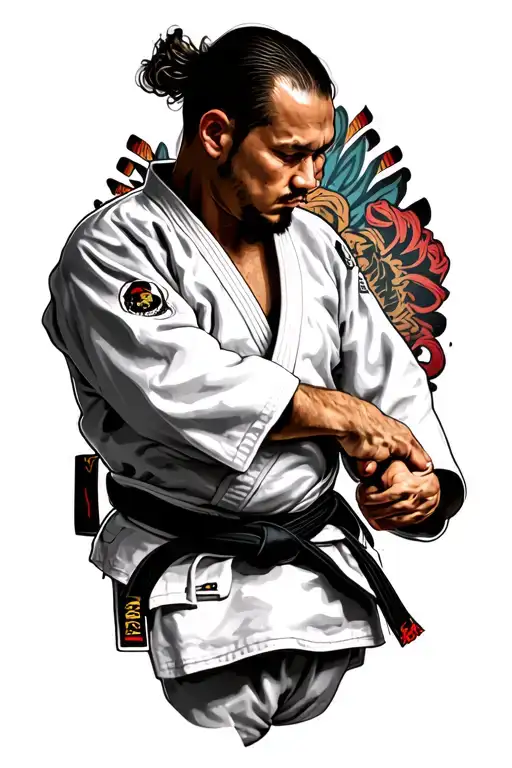 BJJ black belt intertwined tattoo design idea