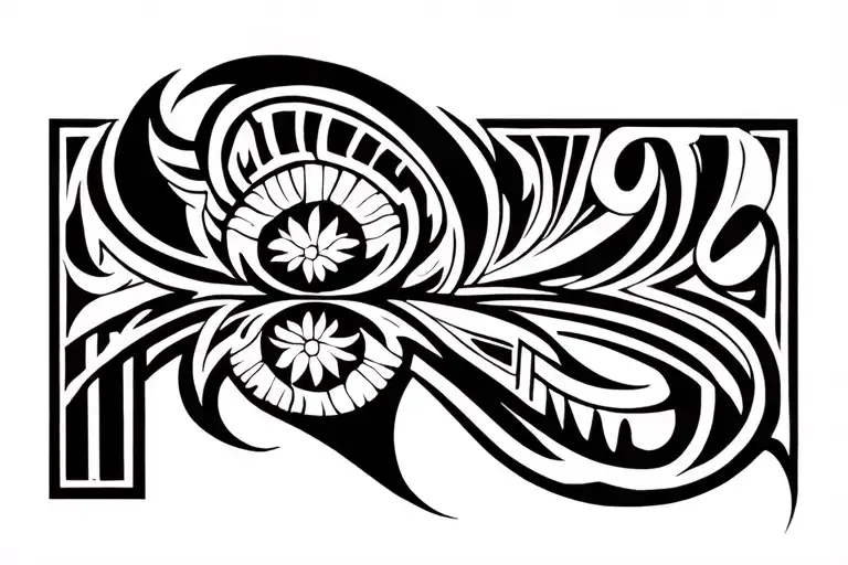side belly tribal going up in style of ken carson "i need u" cover tattoo design idea