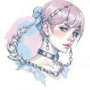  Sissy Slave Pink Leather Collar-with-chain-leash Pixie-cut Brown Hair Blue Eyes Flat Chest tattoo design idea