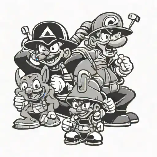 1980s cartoons elements tattoo design idea
