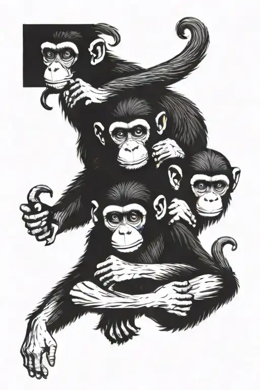 the 3 monkeys as angels tattoo design idea