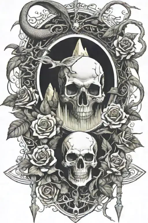eyeball pyramid dragon roses skull tattoo design inspired tattoo with a big tree waterfall moon whale nasty bird snakes  tattoo design idea