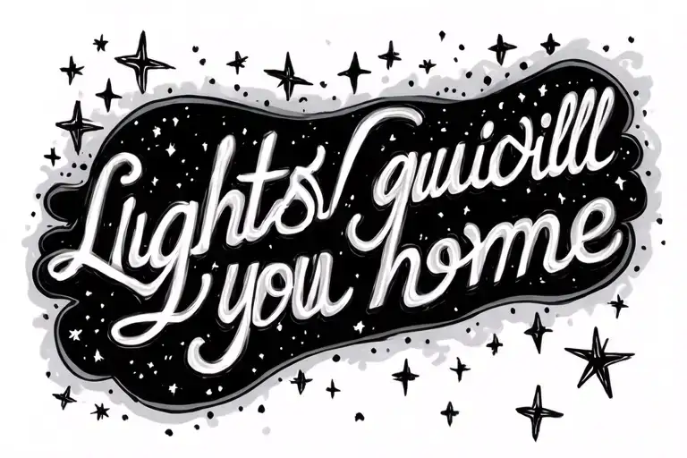 "Lights will guide you home" stars around it tattoo design idea