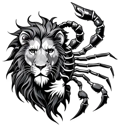 Scorpion Made lion and horoscope tattoo design idea