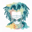 emo,depression,darkness,lonely,suicidal,sad,dark skinned male,dyed short dreads fully hiding face,teens,no tattoos,skinn tattoo design idea